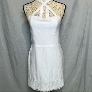 Worn Once! Sweet White Dress with Low Back and Tassels